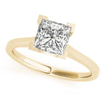 LUMEO Princess Solitaire Diamond Engagement Ring Front View in 18k Solid Yellow Gold 