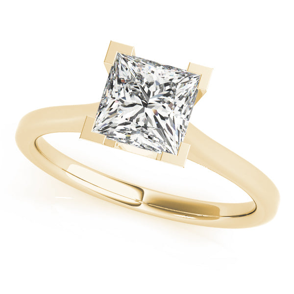 LUMEO Princess Solitaire Diamond Engagement Ring Front View in 18k Solid Yellow Gold 