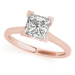 LUMEO Princess Solitaire Diamond Engagement Ring Front View in 18k Solid Rose Gold 