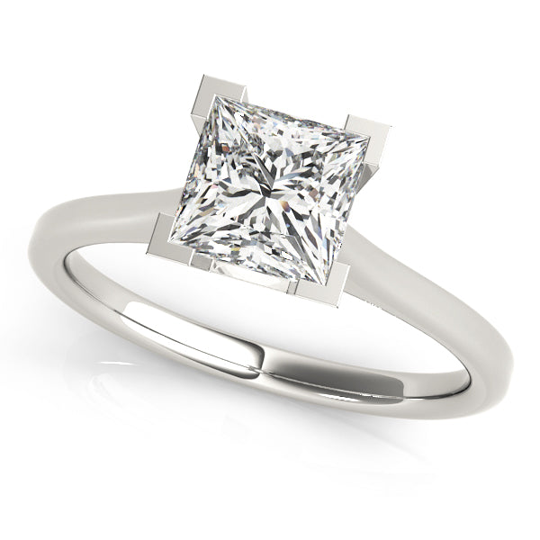 LUMEO Princess Solitaire Diamond Engagement Ring Front View in Platinum 