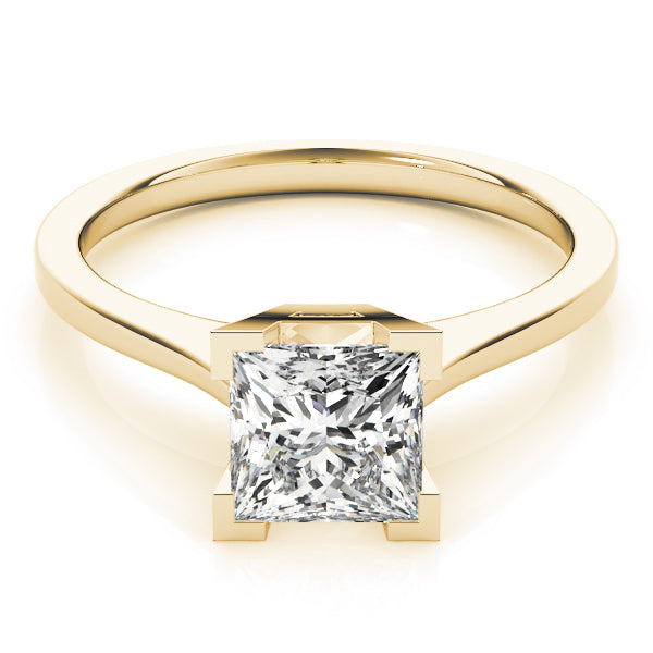 LUMEO Princess Solitaire Diamond Engagement Ring Set in 18k Solid Yellow Gold 
