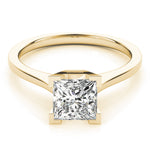LUMEO Princess Solitaire Diamond Engagement Ring Set in 18k Solid Yellow Gold 