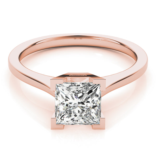 LUMEO Princess Solitaire Diamond Engagement Ring Set in 18k Solid Rose Gold 