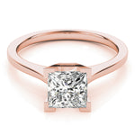 LUMEO Princess Solitaire Diamond Engagement Ring Set in 18k Solid Rose Gold 