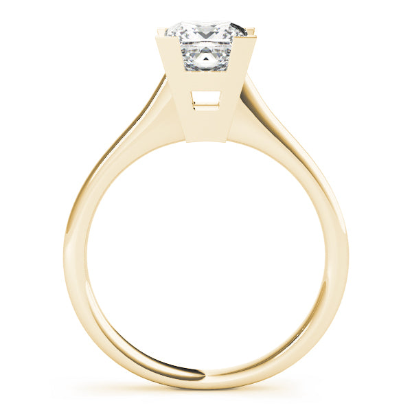 LUMEO Princess Solitaire Diamond Engagement Ring Side View in 18k Solid Yellow Gold 