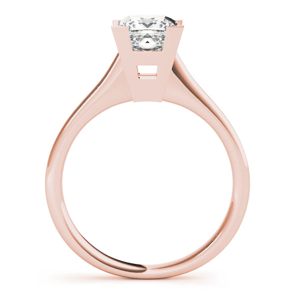 LUMEO Princess Solitaire Diamond Engagement Ring Side View in 18k Solid Rose Gold 