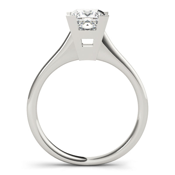 LUMEO Princess Solitaire Diamond Engagement Ring Side View in Platinum 