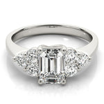 LUMEO Emerald Three Stone Diamond Engagement Ring Set in Platinum 