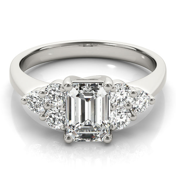 LUMEO Emerald Three Stone Diamond Engagement Ring Set in Platinum 