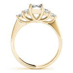 LUMEO Emerald Three Stone Diamond Engagement Ring Side View in 18k Solid Yellow Gold 
