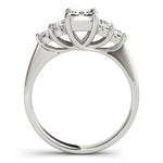 LUMEO Emerald Three Stone Diamond Engagement Ring Side View in Platinum 
