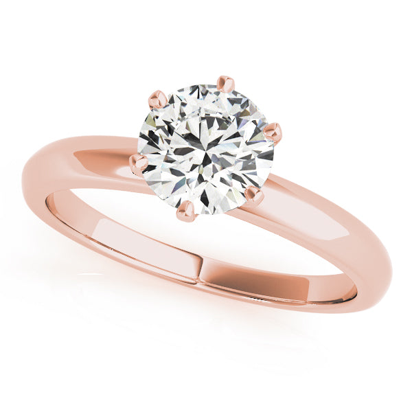LUMEO Round Solitaire Diamond Engagement Ring Front View in 18k Solid Rose Gold 
