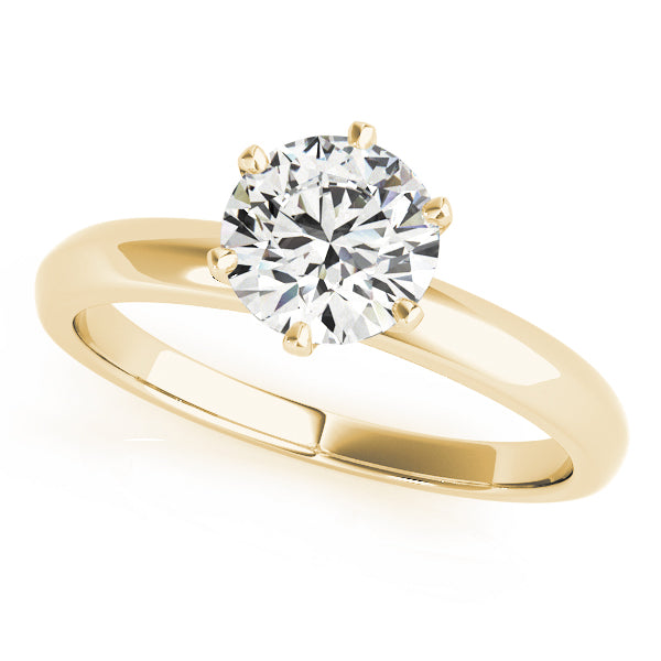 LUMEO Round Solitaire Diamond Engagement Ring Front View in 18k Solid Yellow Gold 