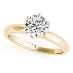 LUMEO Round Solitaire Diamond Engagement Ring Front View in 18k Solid Yellow Gold 