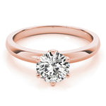LUMEO Round Solitaire Diamond Engagement Ring Set in 18k Solid Rose Gold 
