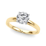 LUMEO Round Solitaire Diamond Engagement Ring Front View in 18k Solid Yellow Gold 
