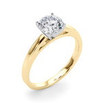 LUMEO Round Solitaire Diamond Engagement Ring Angle View in 18k Solid Yellow Gold 
