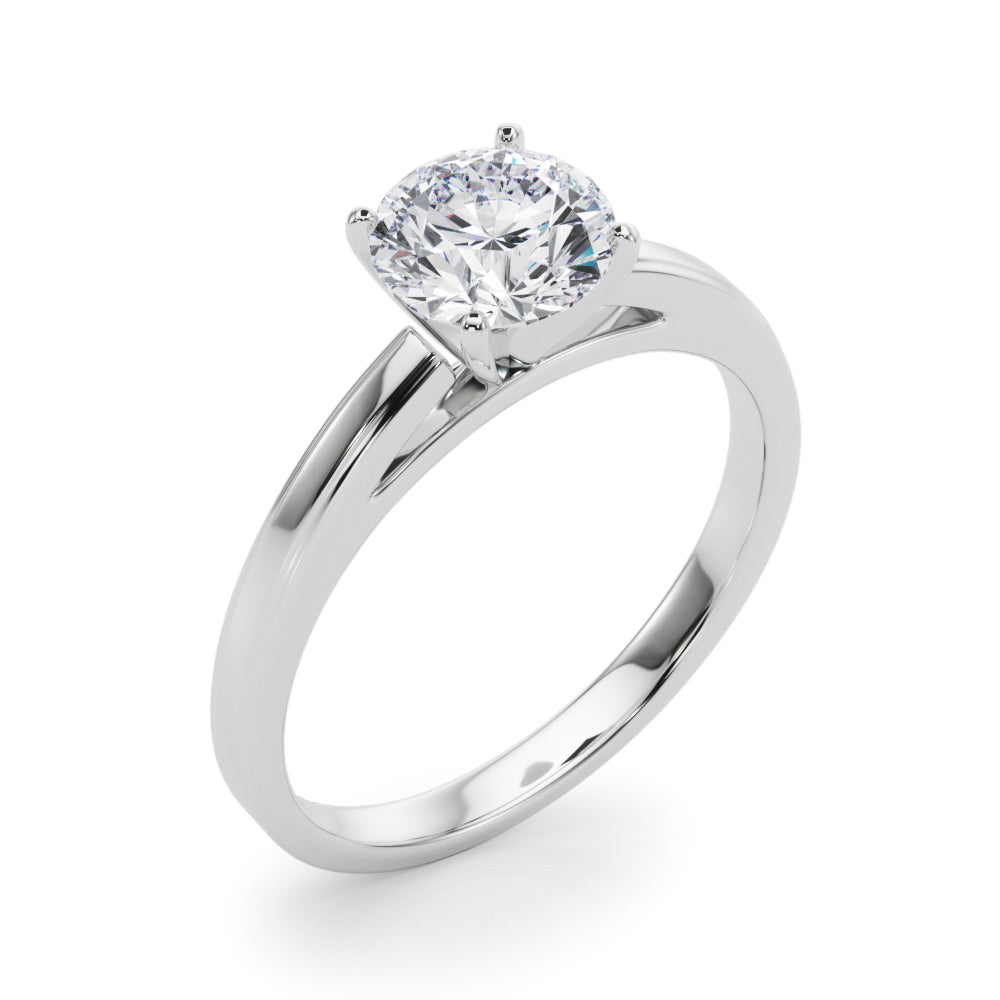 LUMEO Round Solitaire Diamond Engagement Ring Angle View in Platinum 