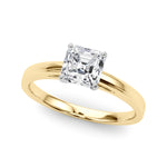 LUMEO Asscher Solitaire Diamond Engagement Ring Front View in 18k Solid Yellow Gold 