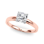LUMEO Asscher Solitaire Diamond Engagement Ring Front View in 18k Solid Rose Gold 