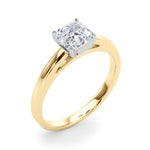 LUMEO Asscher Solitaire Diamond Engagement Ring Angle View in 18k Solid Yellow Gold 