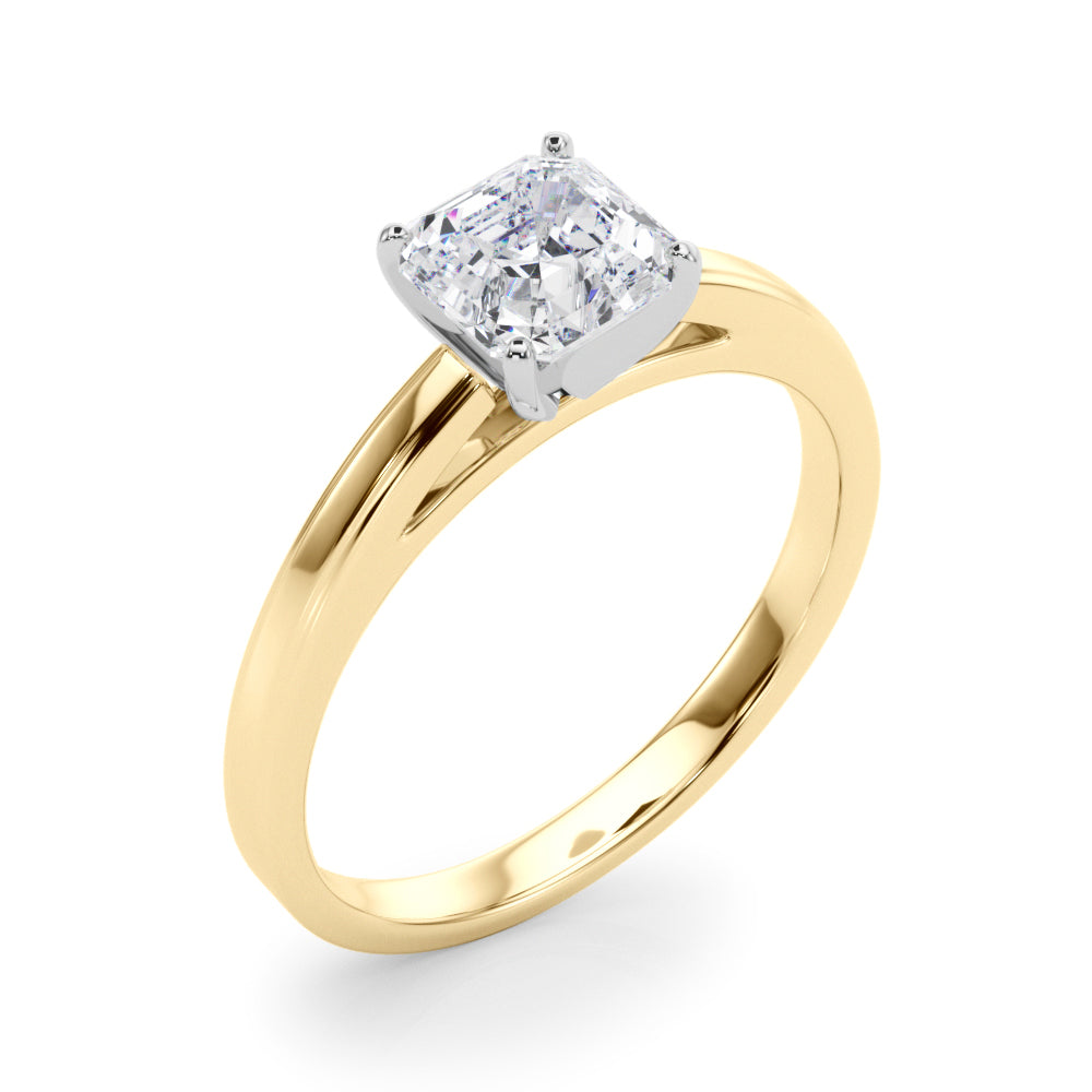 LUMEO Asscher Solitaire Diamond Engagement Ring Angle View in 18k Solid Yellow Gold 