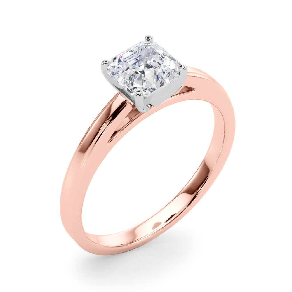 LUMEO Asscher Solitaire Diamond Engagement Ring Angle View in 18k Solid Rose Gold 