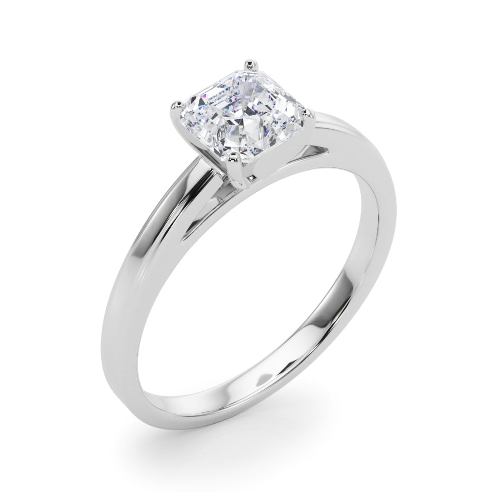 LUMEO Asscher Solitaire Diamond Engagement Ring Angle View in Platinum 