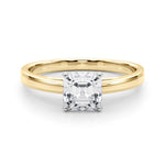LUMEO Asscher Solitaire Diamond Engagement Ring Set in 18k Solid Yellow Gold 