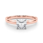 LUMEO Asscher Solitaire Diamond Engagement Ring Set in 18k Solid Rose Gold 