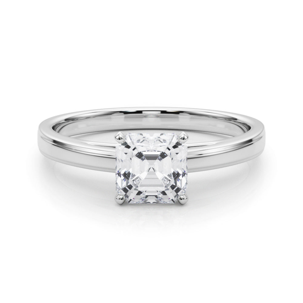 LUMEO Asscher Solitaire Diamond Engagement Ring Set in Platinum 