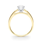 LUMEO Asscher Solitaire Diamond Engagement Ring Side View in 18k Solid Yellow Gold 