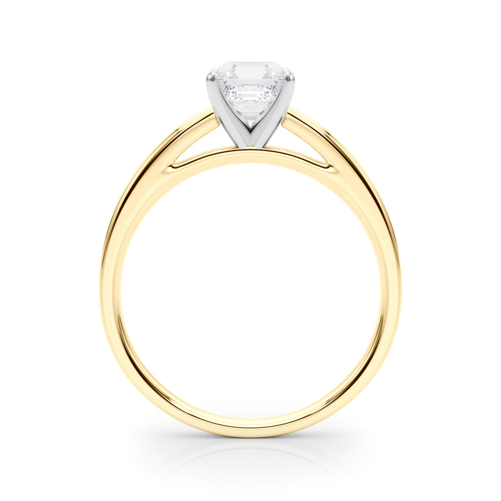 LUMEO Asscher Solitaire Diamond Engagement Ring Side View in 18k Solid Yellow Gold 