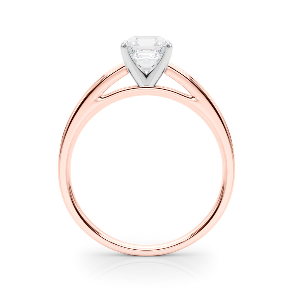 LUMEO Asscher Solitaire Diamond Engagement Ring Side View in 18k Solid Rose Gold 