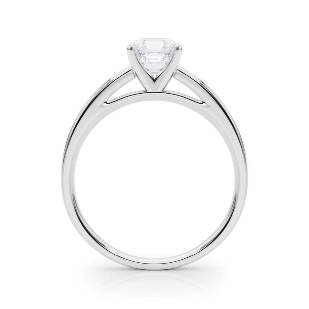 LUMEO Asscher Solitaire Diamond Engagement Ring Side View in Platinum 
