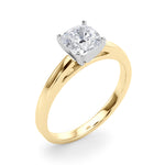 LUMEO Cushion Solitaire Diamond Engagement Ring Angle View in 18k Solid Yellow Gold 