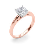 LUMEO Cushion Solitaire Diamond Engagement Ring Angle View in 18k Solid Rose Gold 