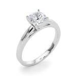 LUMEO Cushion Solitaire Diamond Engagement Ring Angle View in Platinum 