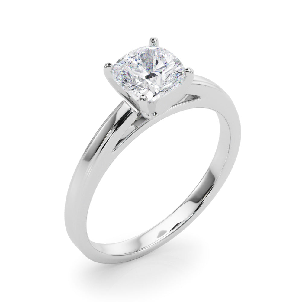 LUMEO Cushion Solitaire Diamond Engagement Ring Angle View in Platinum 