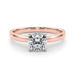 LUMEO Cushion Solitaire Diamond Engagement Ring Set in 18k Solid Rose Gold 