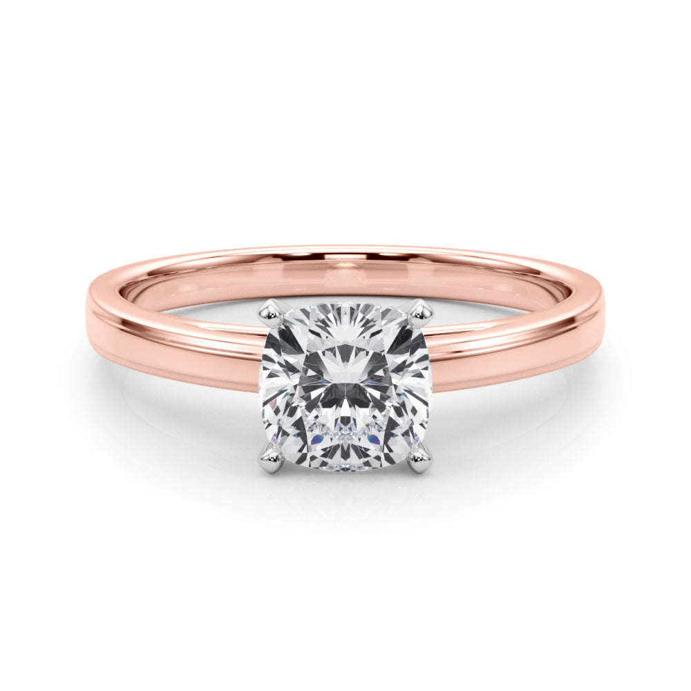LUMEO Cushion Solitaire Diamond Engagement Ring Set in 18k Solid Rose Gold 