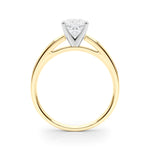 LUMEO Cushion Solitaire Diamond Engagement Ring Side View in 18k Solid Yellow Gold 