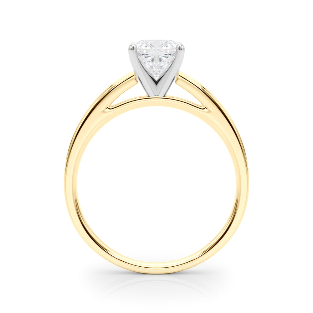 LUMEO Cushion Solitaire Diamond Engagement Ring Side View in 18k Solid Yellow Gold 
