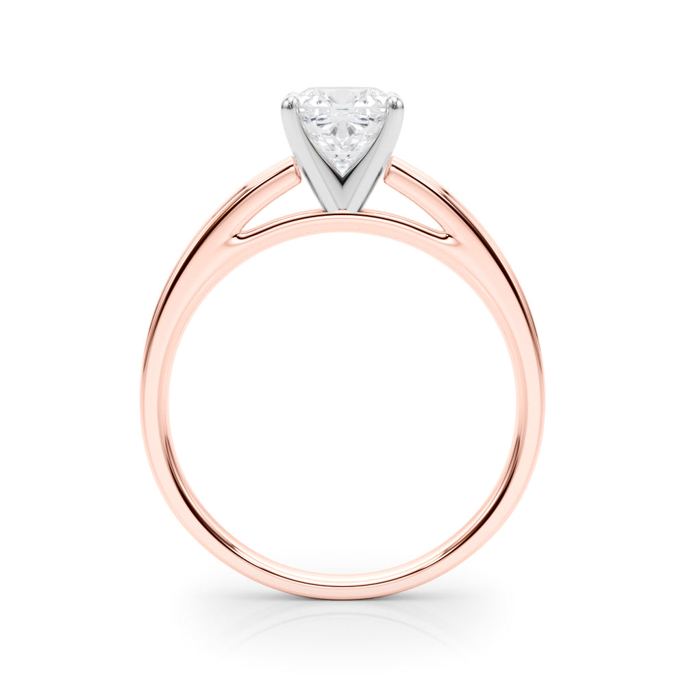 LUMEO Cushion Solitaire Diamond Engagement Ring Side View in 18k Solid Rose Gold 