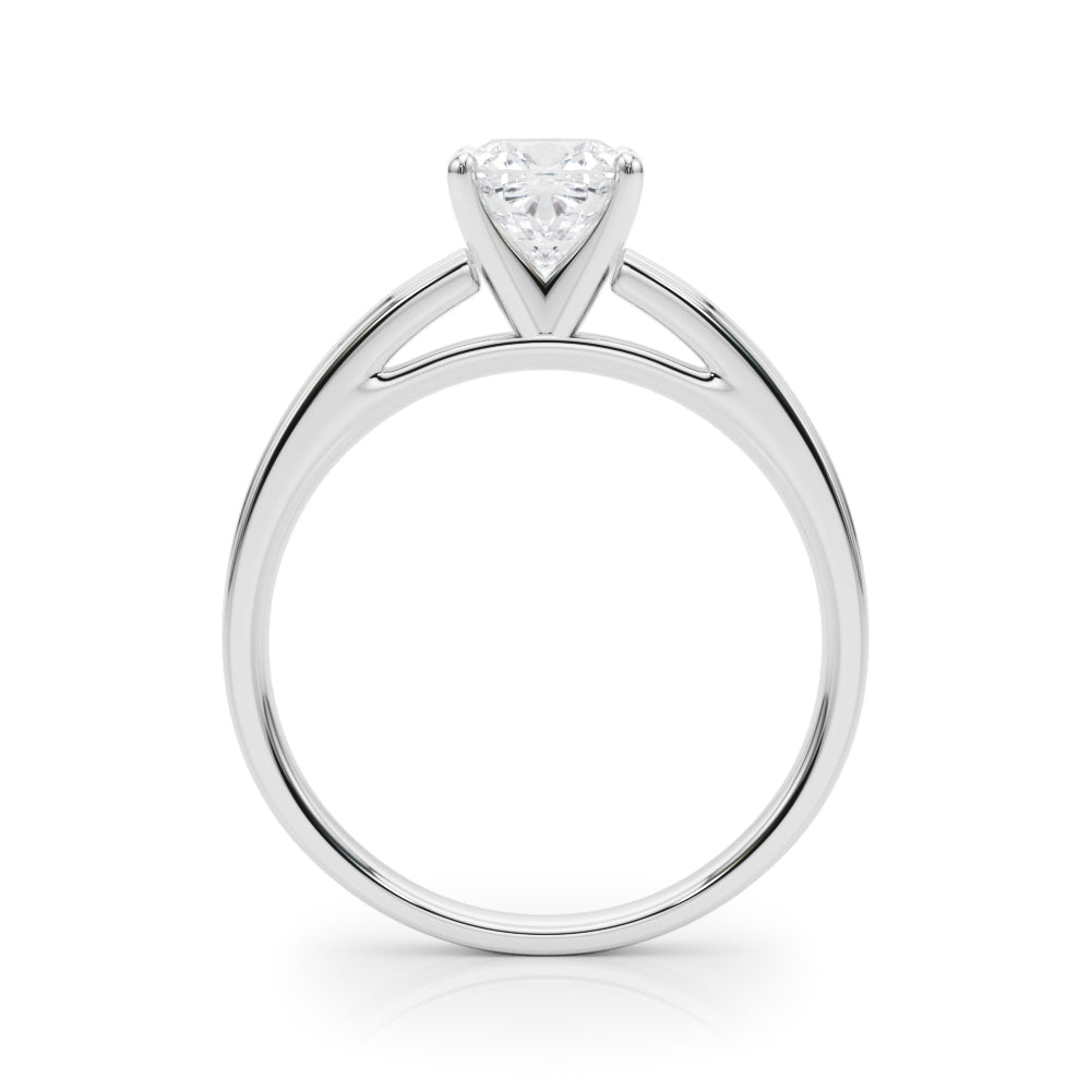 LUMEO Cushion Solitaire Diamond Engagement Ring Side View in Platinum 