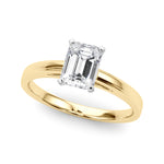 LUMEO Emerald Solitaire Diamond Engagement Ring Front View in 18k Solid Yellow Gold 