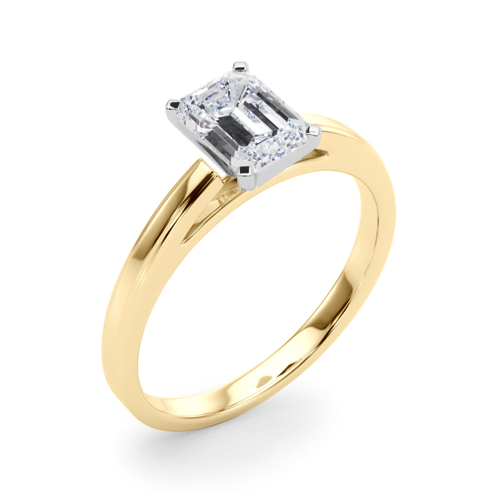 LUMEO Emerald Solitaire Diamond Engagement Ring Angle View in 18k Solid Yellow Gold 