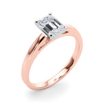 LUMEO Emerald Solitaire Diamond Engagement Ring Angle View in 18k Solid Rose Gold 