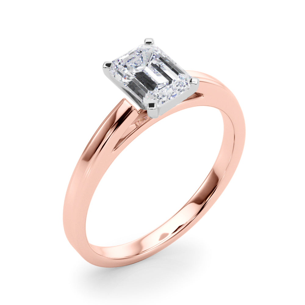 LUMEO Emerald Solitaire Diamond Engagement Ring Angle View in 18k Solid Rose Gold 