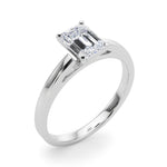 LUMEO Emerald Solitaire Diamond Engagement Ring Angle View in Platinum 